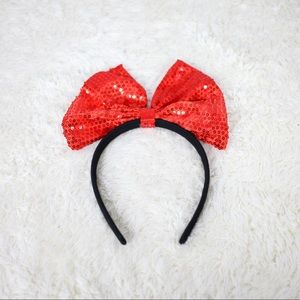 Red Bow Sequin Christmas Headband